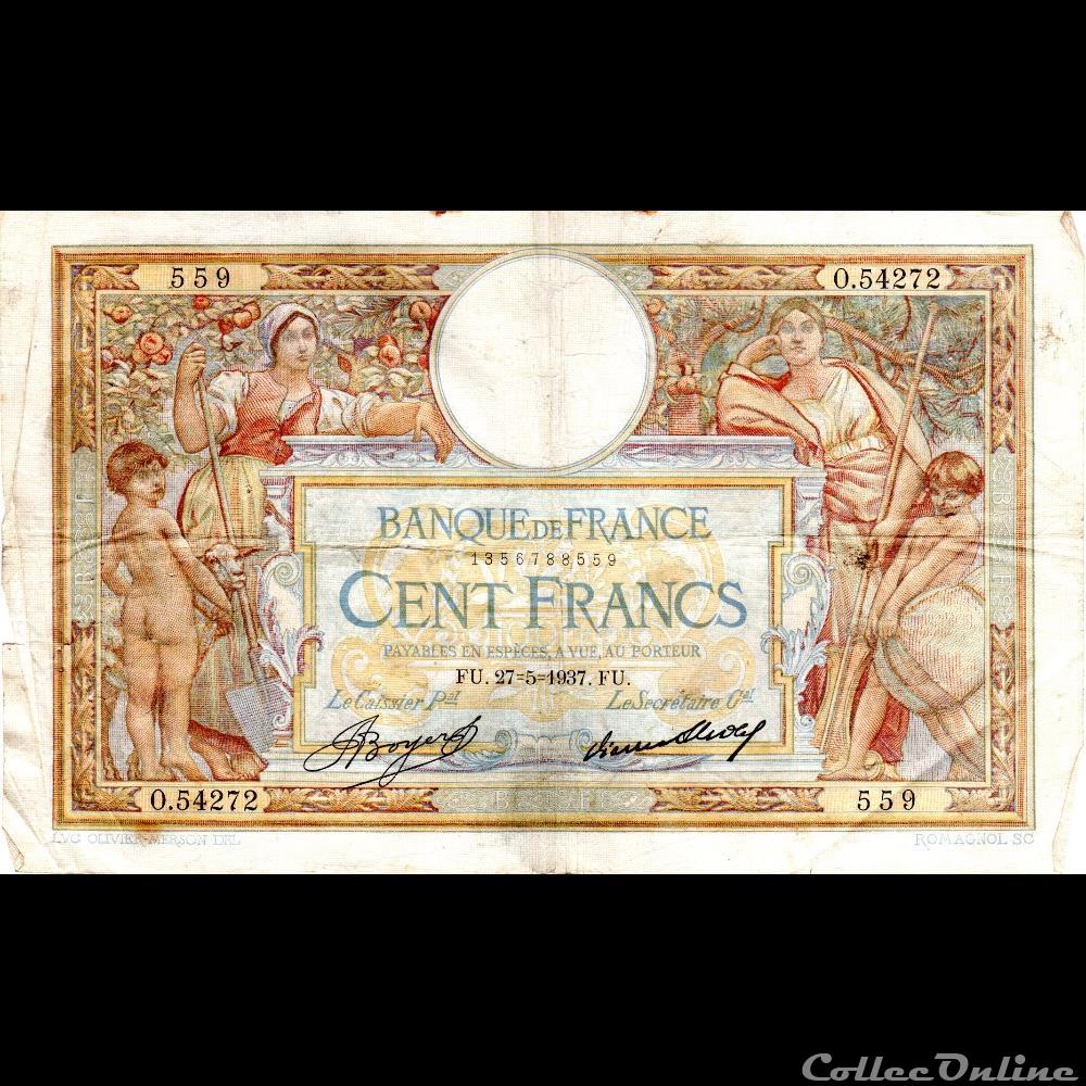 F.24.16 LUC OLIVIER MERSON ( GRANDS CARTOUCHES ) billet france banque de xxe f 24 16 luc olivier merson grands cartouches