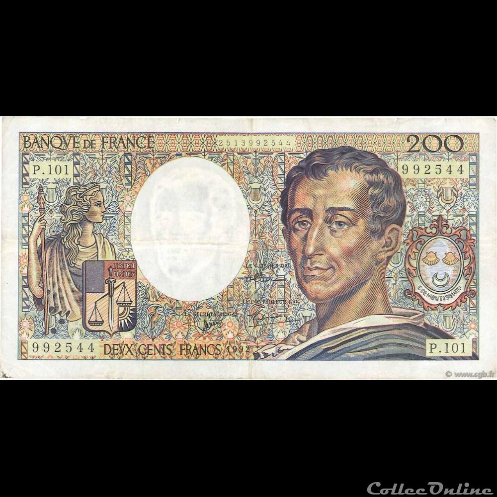 F.70bis.01 1992 P. 101 n°992544 ( TB ) billet france banque de xxe f 70bis 01 1992 p 101 n 992544 tb