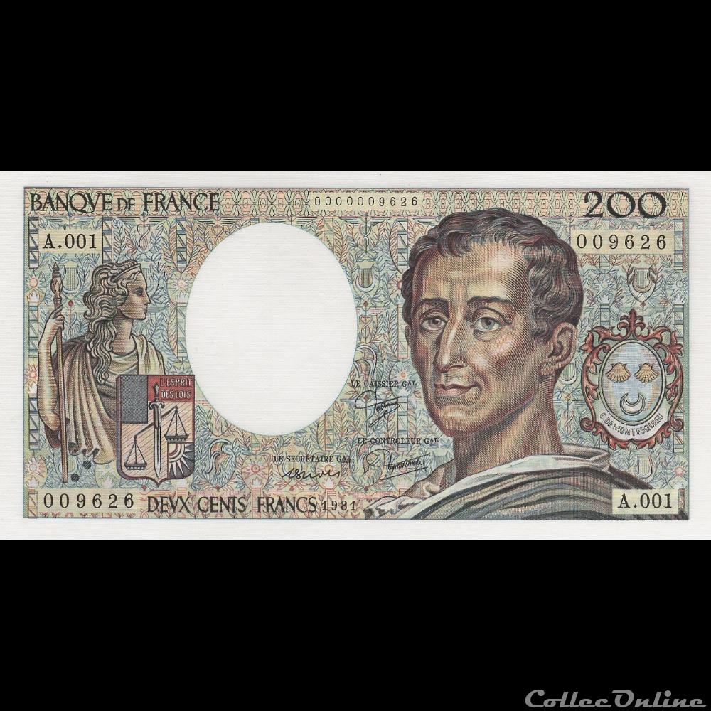 F.70.01 1981 A.001 n°009626 Petit numéro ( NEUF ) billet france banque de xxe f 70 01 1981 a 001 n 009626 petit numero neuf
