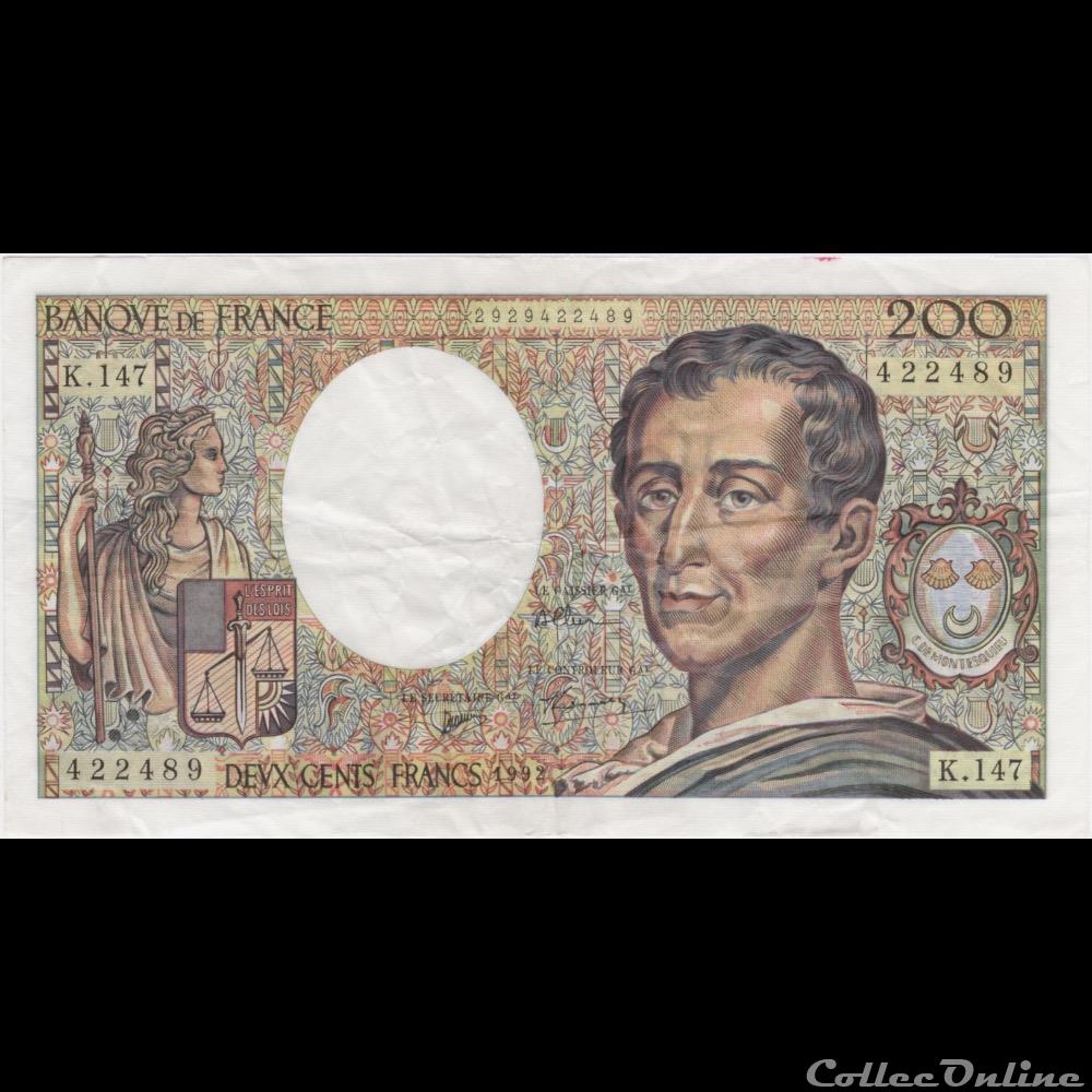 F.70.12c 1992 K.147 N°422489 (TTB) billet france banque de xxe f 70 12c 1992 k 147 n 422489 ttb