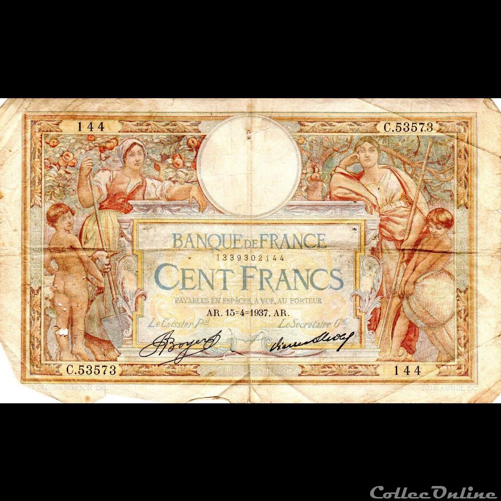 F.24.16 LUC OLIVIER MERSON ( GRANDS CARTOUCHES ) billet france banque de xxe f 24 16 luc olivier merson grands cartouches