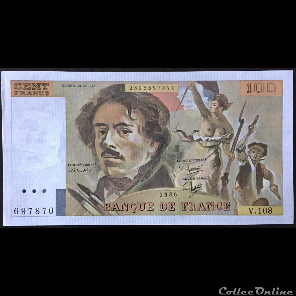 F.69.10 ( Alph. V.108 n°697870 ) Modifié 1986 billet france banque de xxe f 69 10 alph v 108 n 697870 modifie 1986