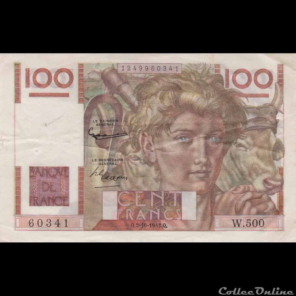 billet france banque de xxe f 28bis 01 02 10 1952 filg inverse