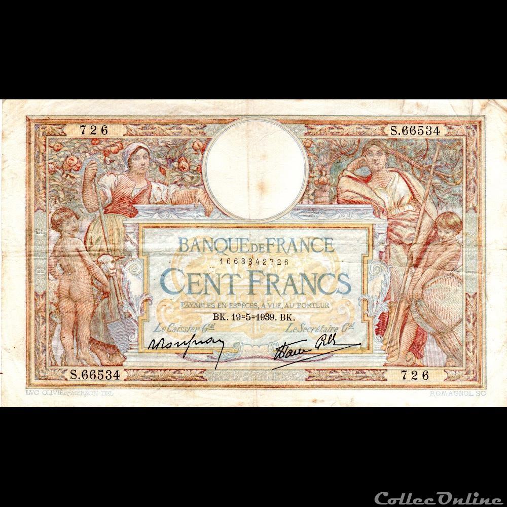 F.25.47 LUC OLIVIER MERSON ( MODIFIÉ ) billet france banque de xxe f 25 47 luc olivier merson modifie