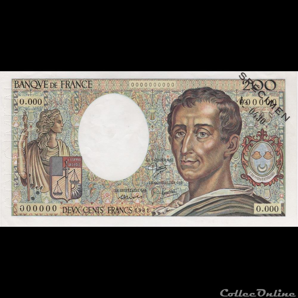 F.70.00 1981 O.000 n°000000 ( pr.NEUF ) billet france banque de xxe f 70 00 1981 o 000 n 000000 pr neuf