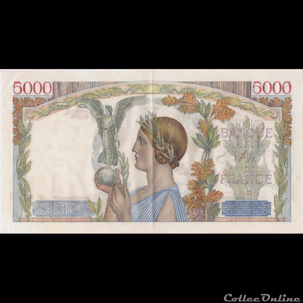 billet france banque de xxe f 46 27 5000 francs victoire impression a plat 1934