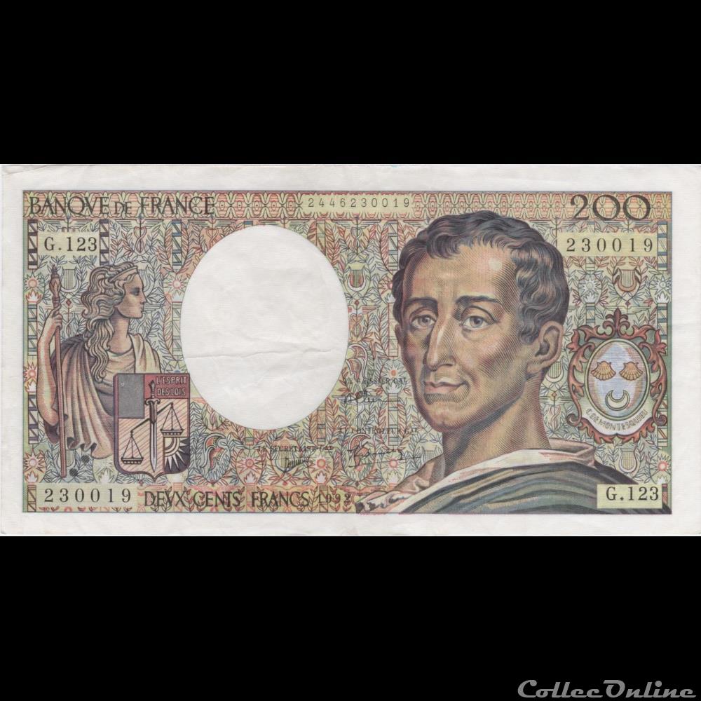 F.70.12b 1992 G.123 N°230019 (TB+) billet france banque de xxe f 70 12b 1992 g 123 n 230019 tb