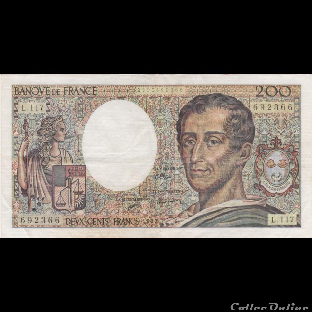 F.70.12b 1992 L.117 N°692366 billet france banque de xxe f 70 12b 1992 l 117 n 692366