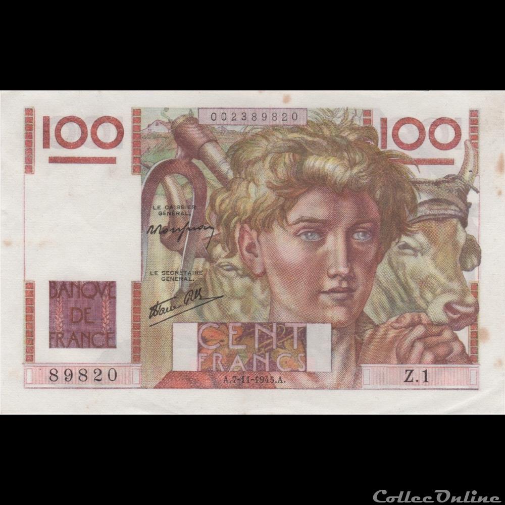 F.28.01 ( Alph. Z.1 n°89820 )R3( 07-11-1945) billet france banque de xxe f 28 01 alph z 1 n 89820 r3 07 11 1945