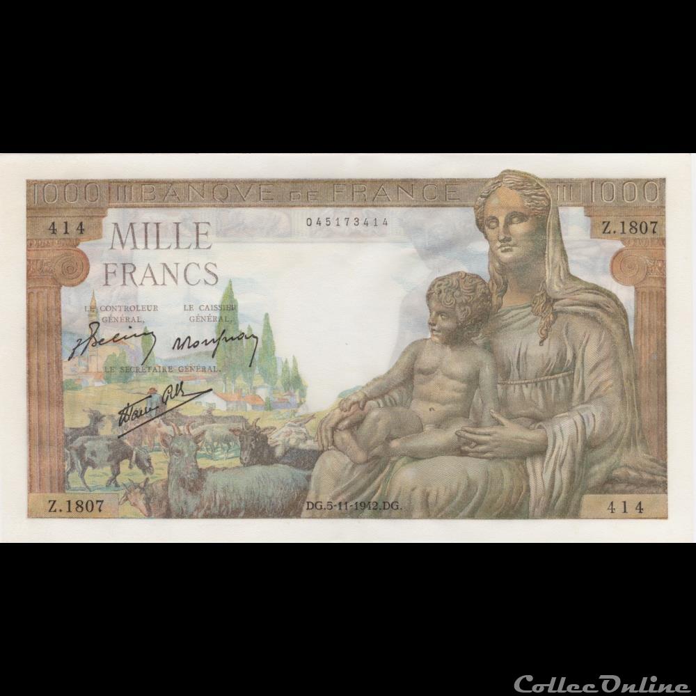 F.40.10 DÉESSE DÉMÉTER (5-11-1942) billet france banque xxe f 40 10 deesse demeter 5 11 1942