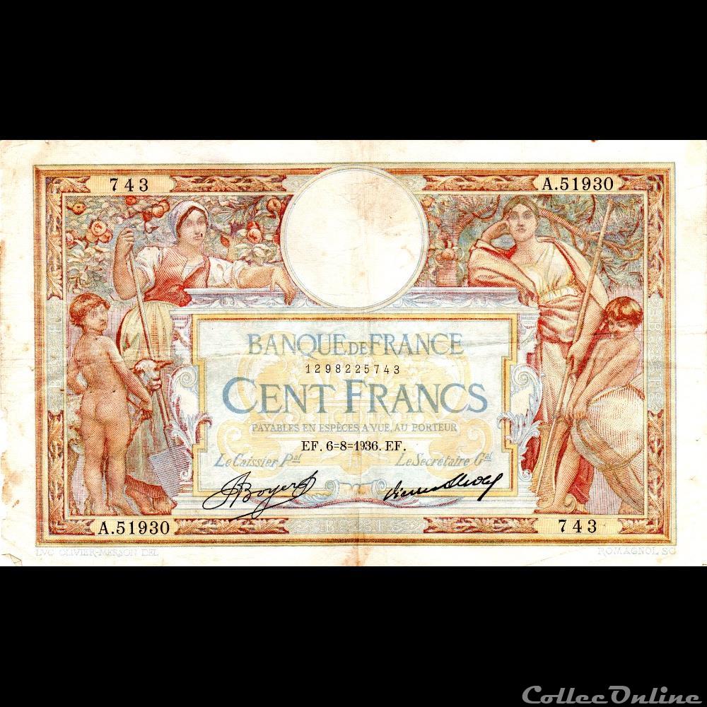 F.24.15 LUC OLIVIER MERSON ( GRANDS CARTOUCHES ) billet france banque de xxe f 24 15 luc olivier merson grands cartouches