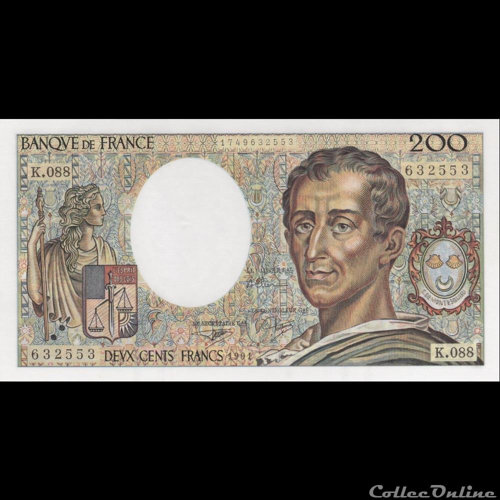 billet france banque de xxe f 70 11 1991 k o88 n 632553 pr neuf