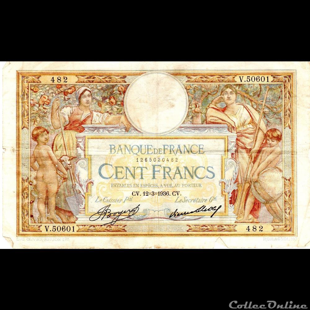 F.24.15 LUC OLIVIER MERSON ( GRANDS CARTOUCHES ) billet france banque de xxe f 24 15 luc olivier merson grands cartouches