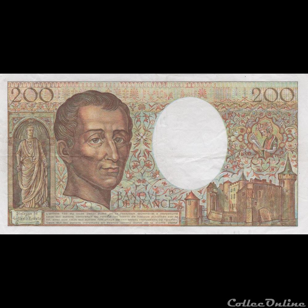 billet france banque de xxe f 70 06 1986 j o46 n 836951 faute ttb