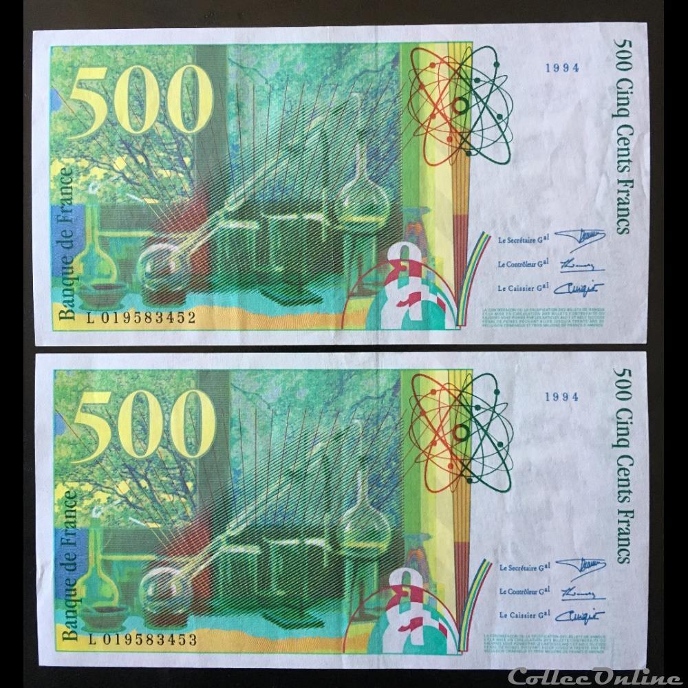 F.76.01 ( Alph. L 019583453 & 52 ) 1994 billet france banque de xxe f 76 01 alph l 019583453 52 1994