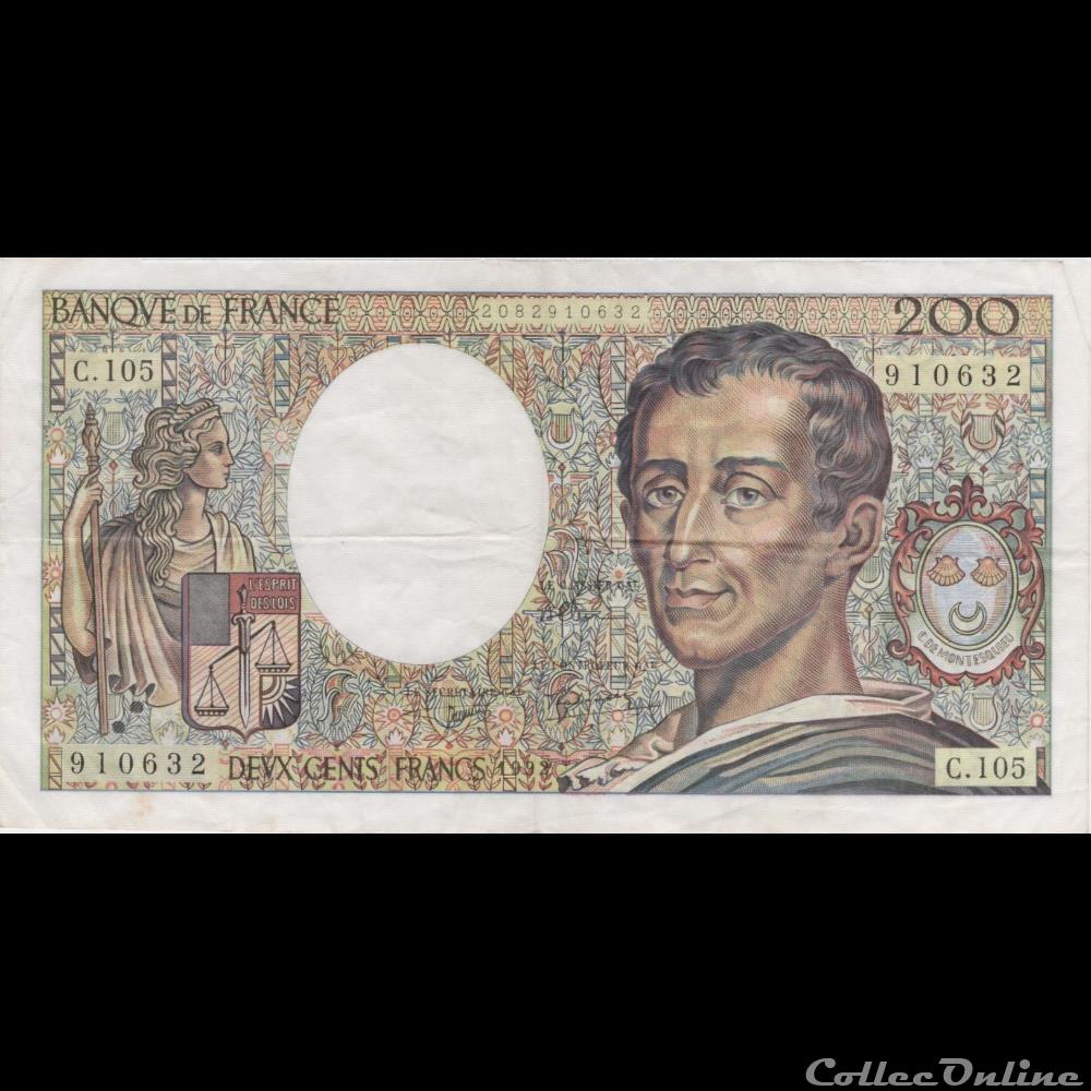 F.70.12a 1992 C.105 N°910632 (TTB) billet france banque de xxe f 70 12a 1992 c 105 n 910632 ttb