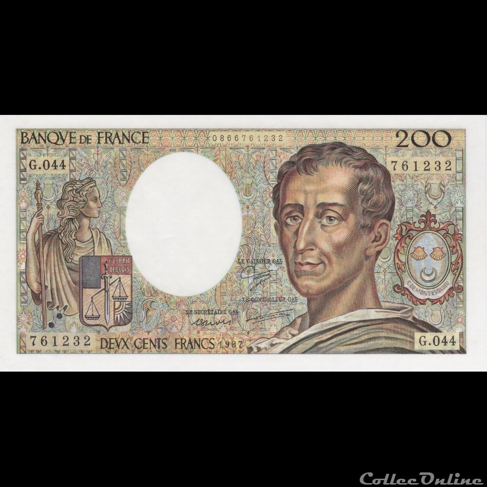 billet france banque de xxe f 70 07 1987 g 044 n 761232 neuf