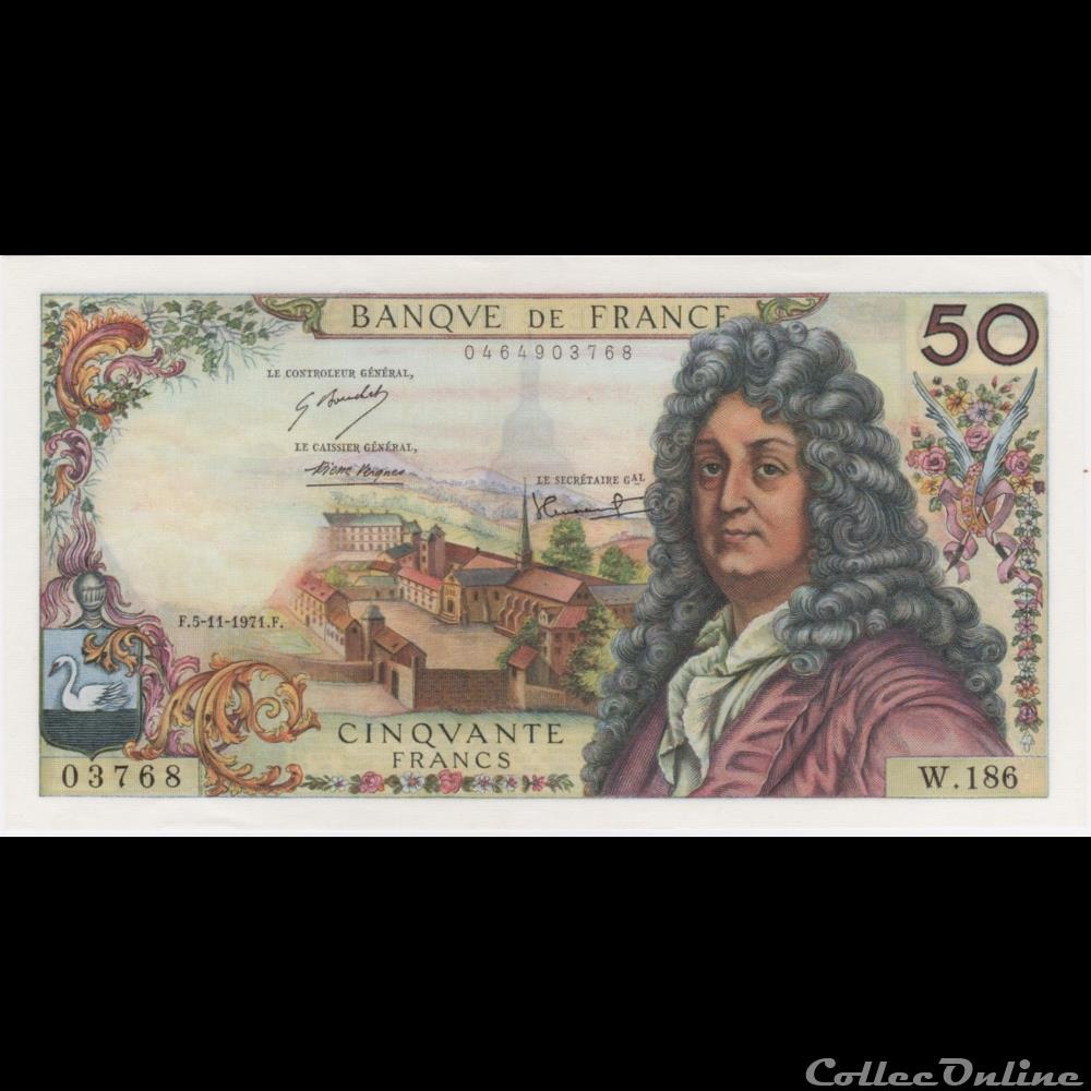 F.64.19 RACINE-05-11-1971 billet france banque de xxe f 64 19 racine 05 11 1971