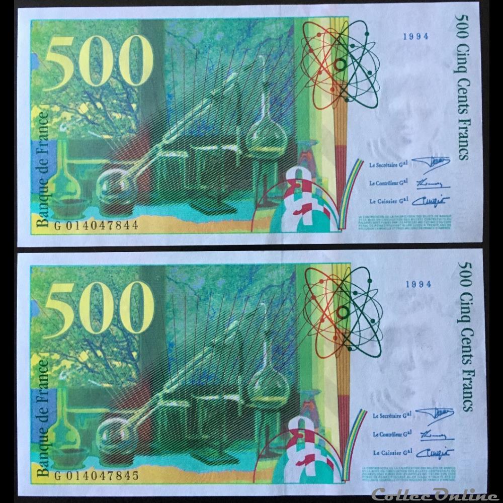 F.76.01 ( Alph G 014047845&44 ) 1994 billet france banque de xxe f 76 01 alph g 014047845 44 1994