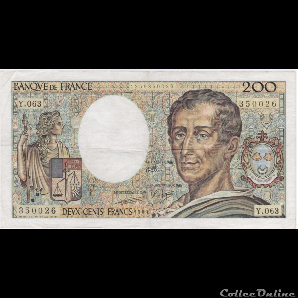 F.70.09 1989 H.063 n°350026 (TB+) billet france banque de xxe f 70 09 1989 h 063 n 350026 tb