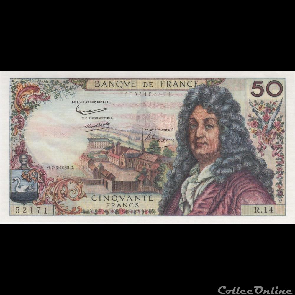 F.64.01 RACINE- 07-06-1962 billet france banque de xxe f 64 01 racine 07 06 1962