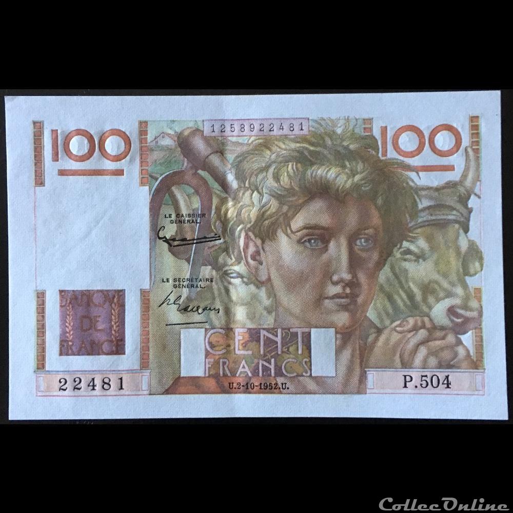 billet france banque de xxe f 28 34 alph p 504 n 22481 02 10 1952 faux