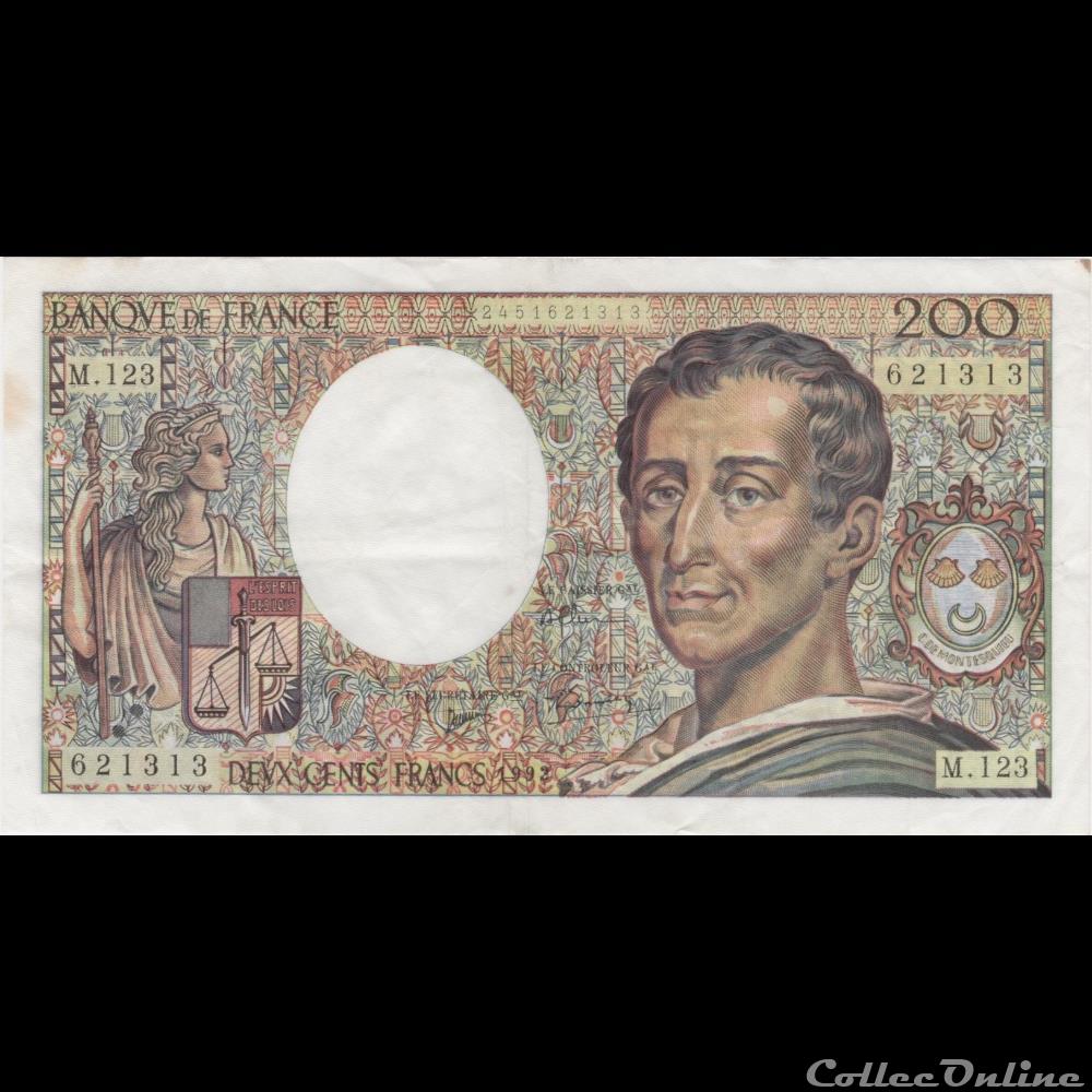 billet france banque de xxe f 70 12b 1992 m 123 n 621313 ttb