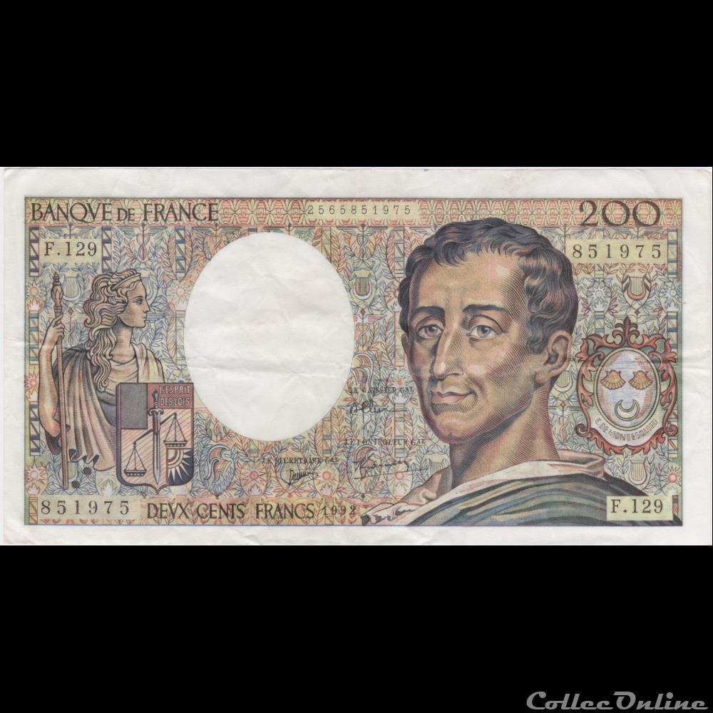 billet france banque de xxe f 70 12c 1992 f 129 n 851975 ttb