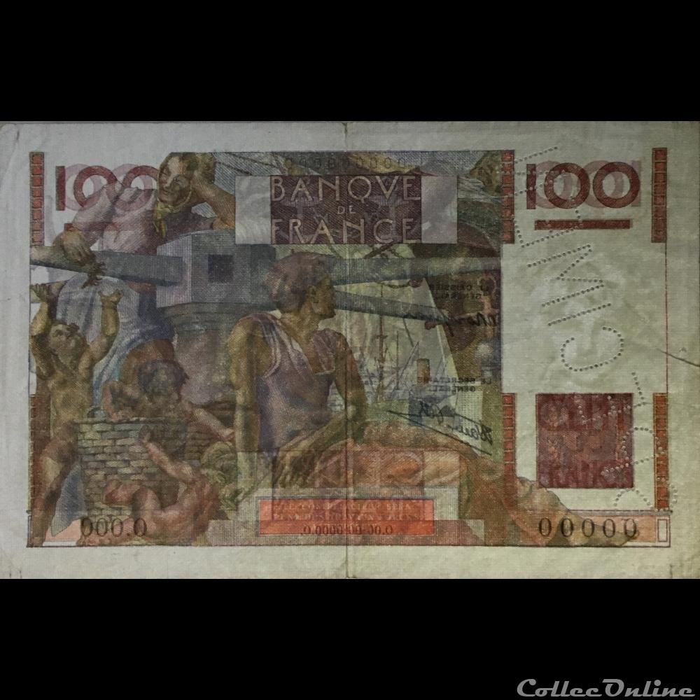 billet france banque de xxe f 28 00 specimen perfore