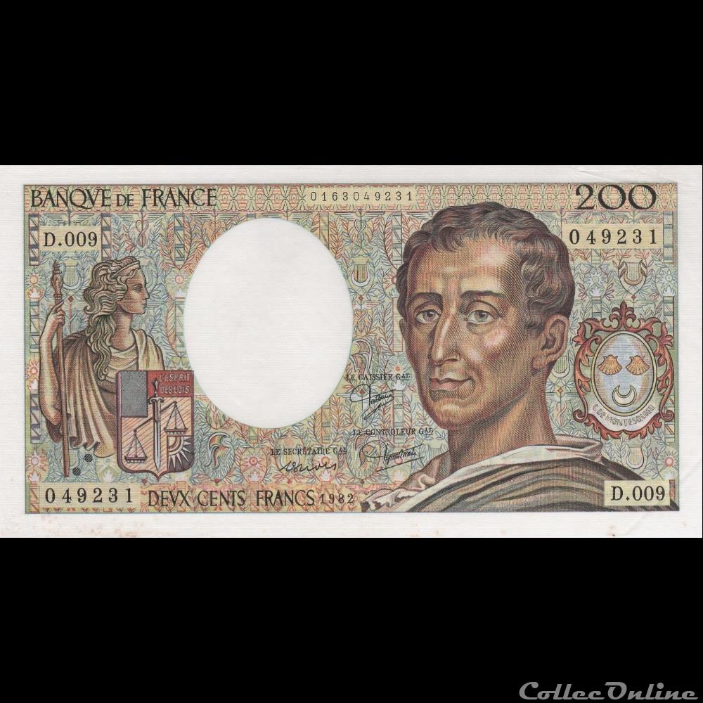 F.70.02 1982 D.009 n°049231 ( SPL ) billet france banque de xxe f 70 02 1982 d 009 n 049231 spl