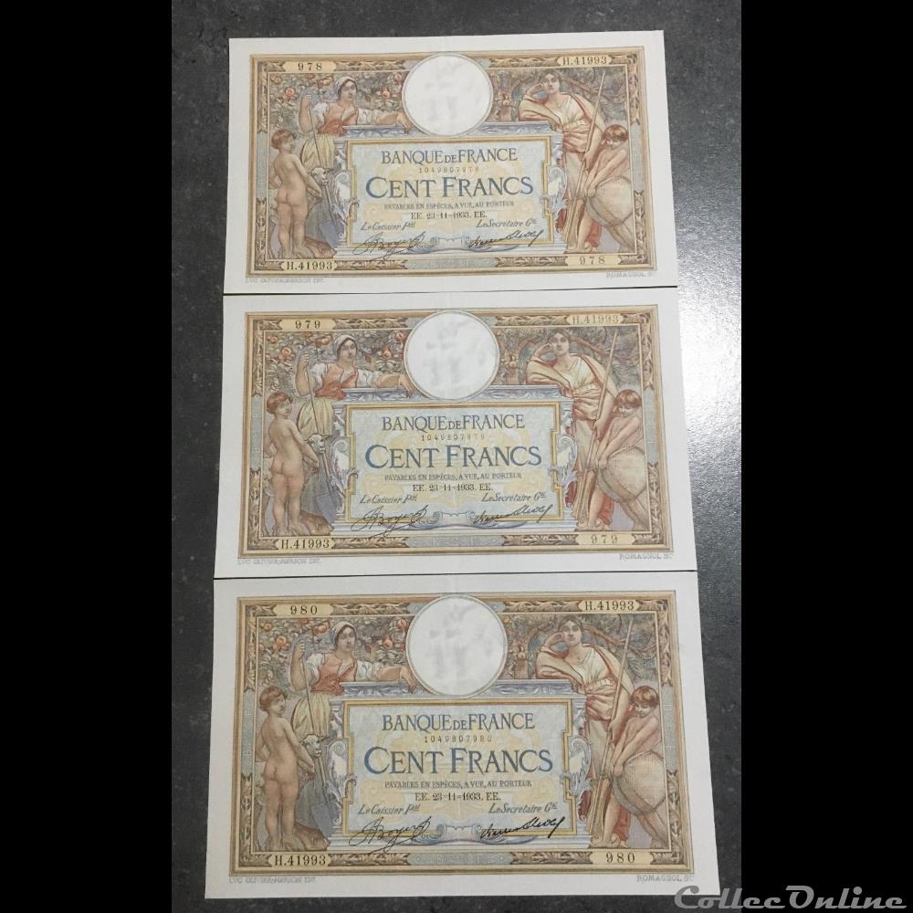 F.24.12 ( Alph.H.41993 n°978&979&980) 23-11-1933 billet france banque de xxe f 24 12 alph h 41993 n 978 979 980 23 11 1933