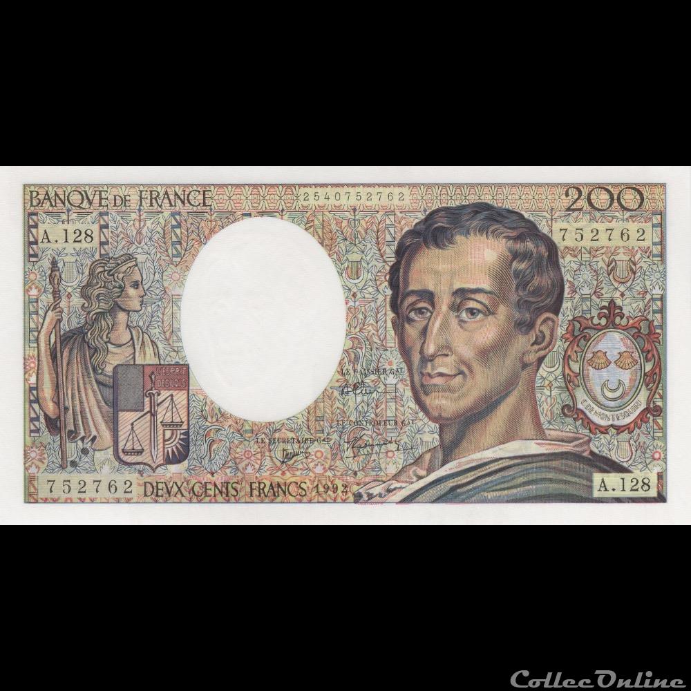 billet france banque de xxe f 70 12c 1992 a 128 n 752762 neuf