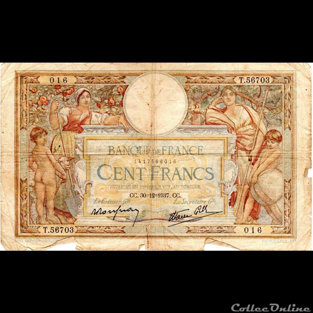 billet france banque de xxe f 25 07 luc olivier merson modifie