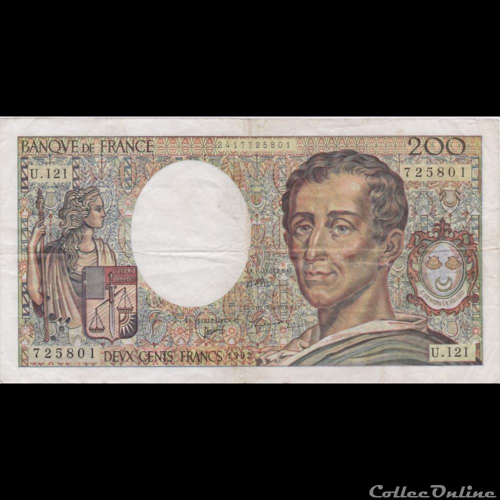 billet france banque de xxe f 70 12b 1992 u 121 n 725801 tb