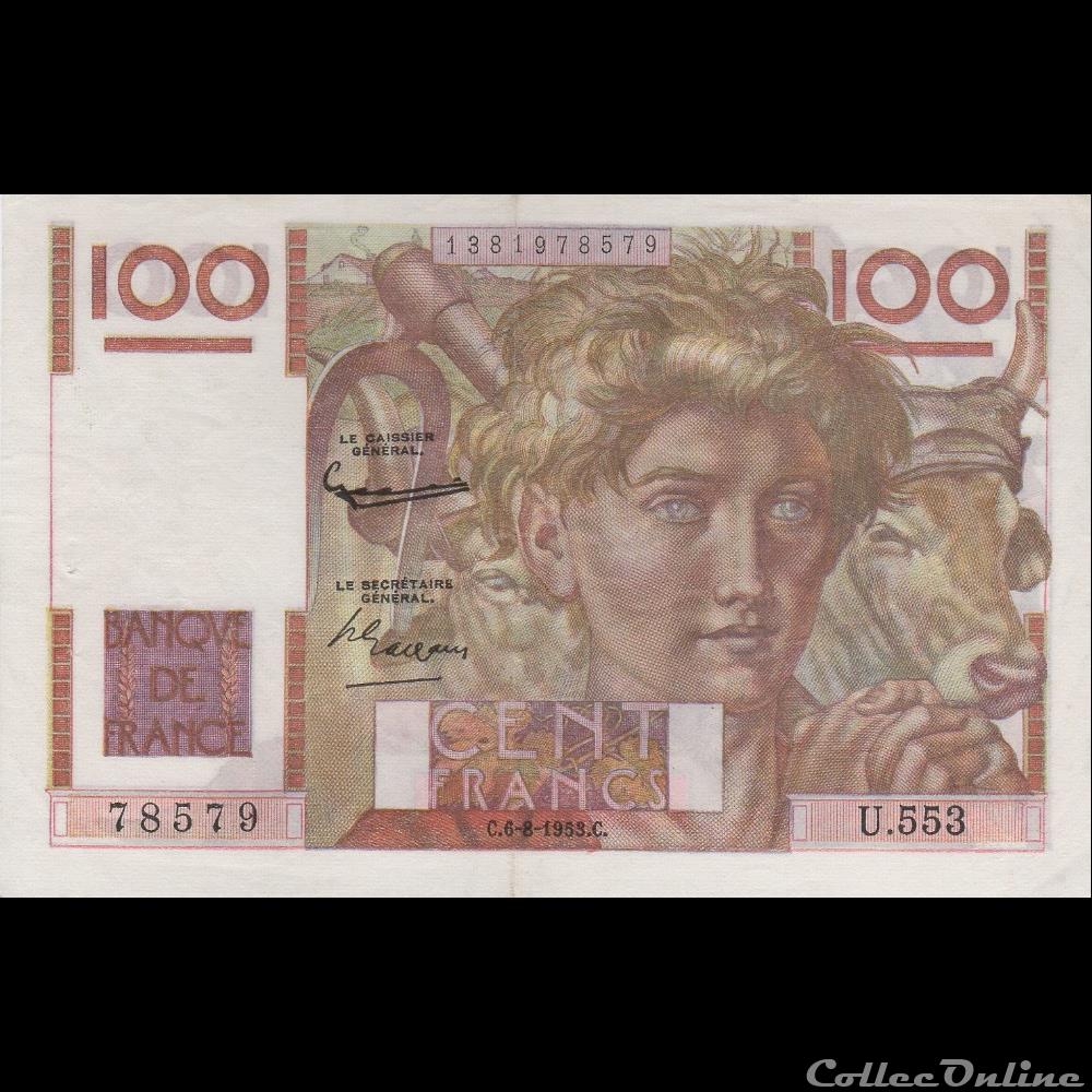 billet france banque de xxe f 28bis 02 06 08 1953 filg inverse