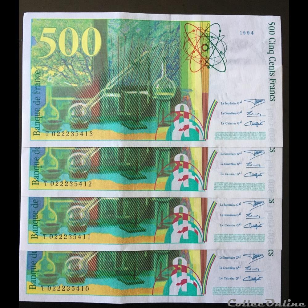 F.76.01 ( SUITE DE 4 Billets ) 1994 france banque xxe f 76 01 suite de 4 billets 1994