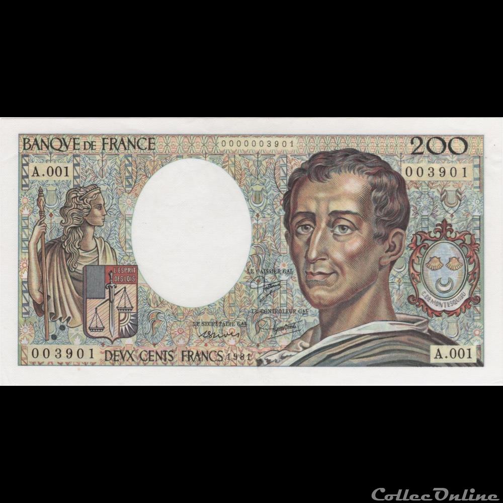 F.70.01 1981 A.001 n°003901 Petit numéro (pr.NEUF) billet france banque de xxe f 70 01 1981 a 001 n 003901 petit numero pr neuf