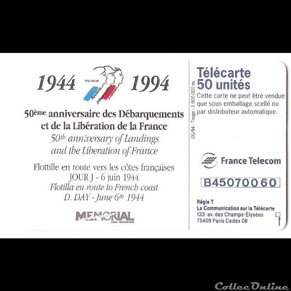 Evènement - 50ème anniversaire du débarquement de 1944 autre telecarte evenement 50eme anniversaire du debarquement de 1944