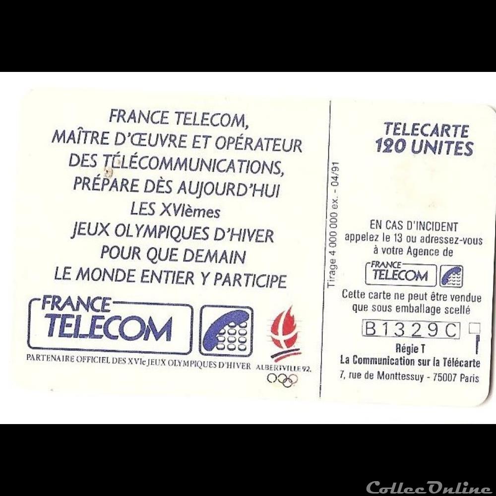 Sport - JO 1992 - ski de descente 120 unités autre telecarte sport jo 1992 ski de descente 120 unites