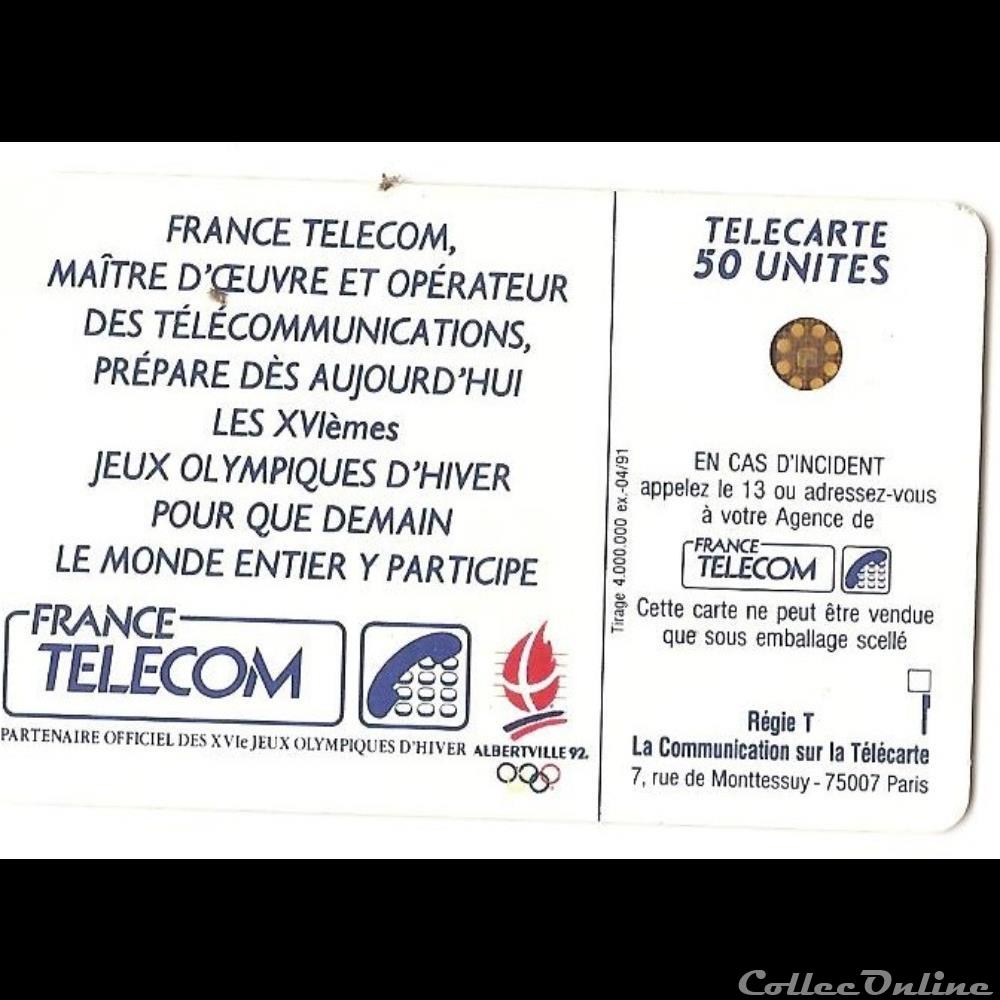 Sport - JO 1992 - ski de descente 50 unités autre telecarte sport jo 1992 ski de descente 50 unites