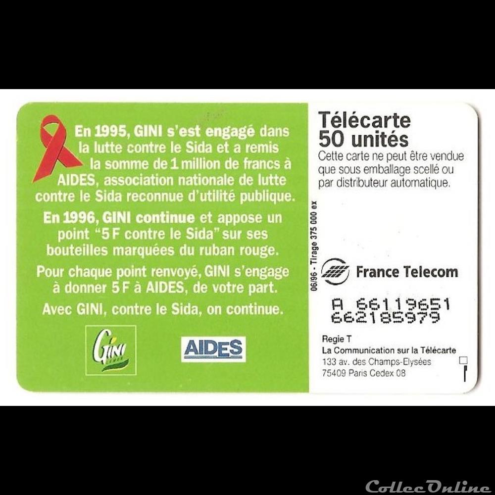 Pub - Gini soutien AIDES contre le sida 50 unités x 2 3 autre telecarte pub gini soutien aides contre le sida 50 unites x 2