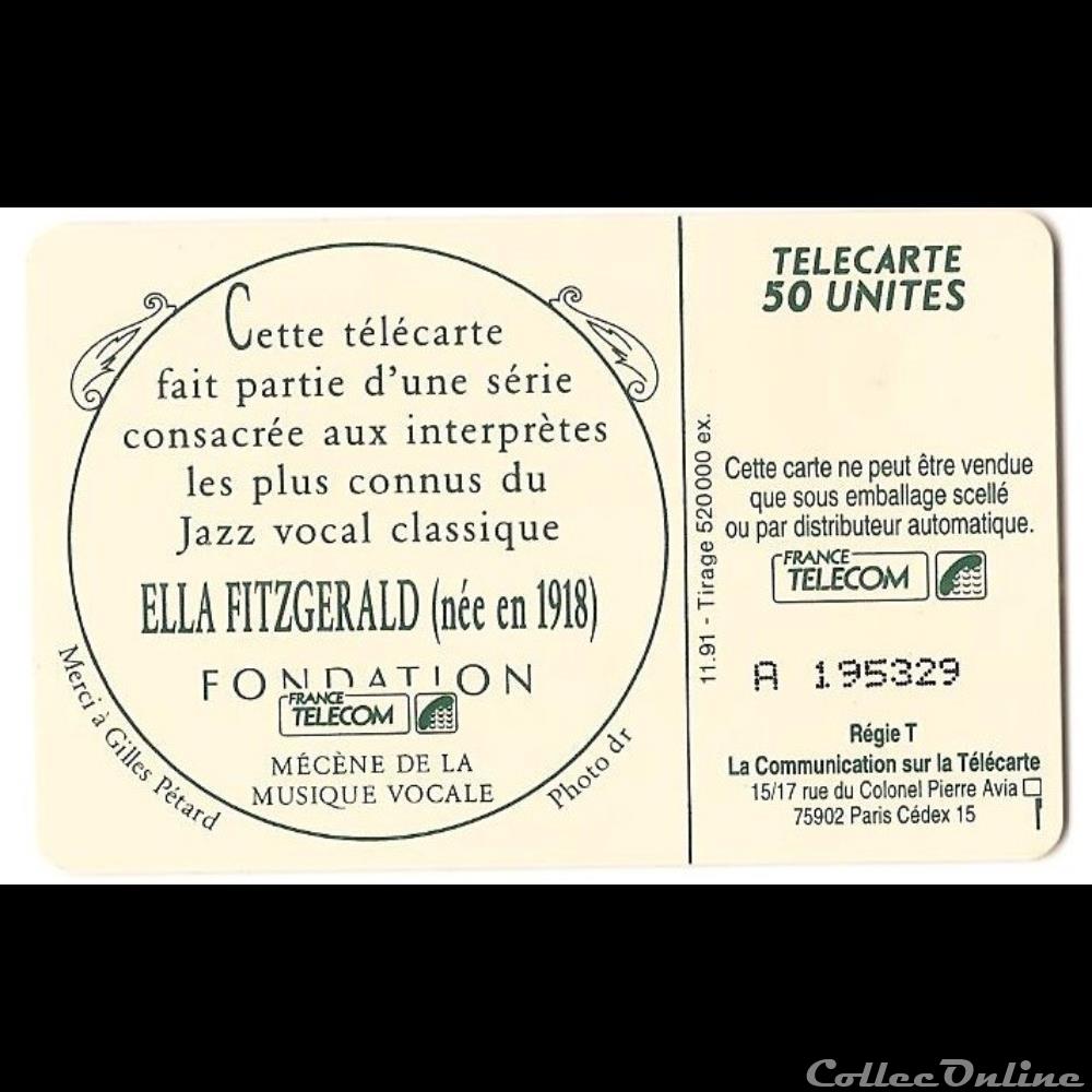 personnages célèbres - Ella Fitzgerald autre telecarte personnages celebres ella fitzgerald