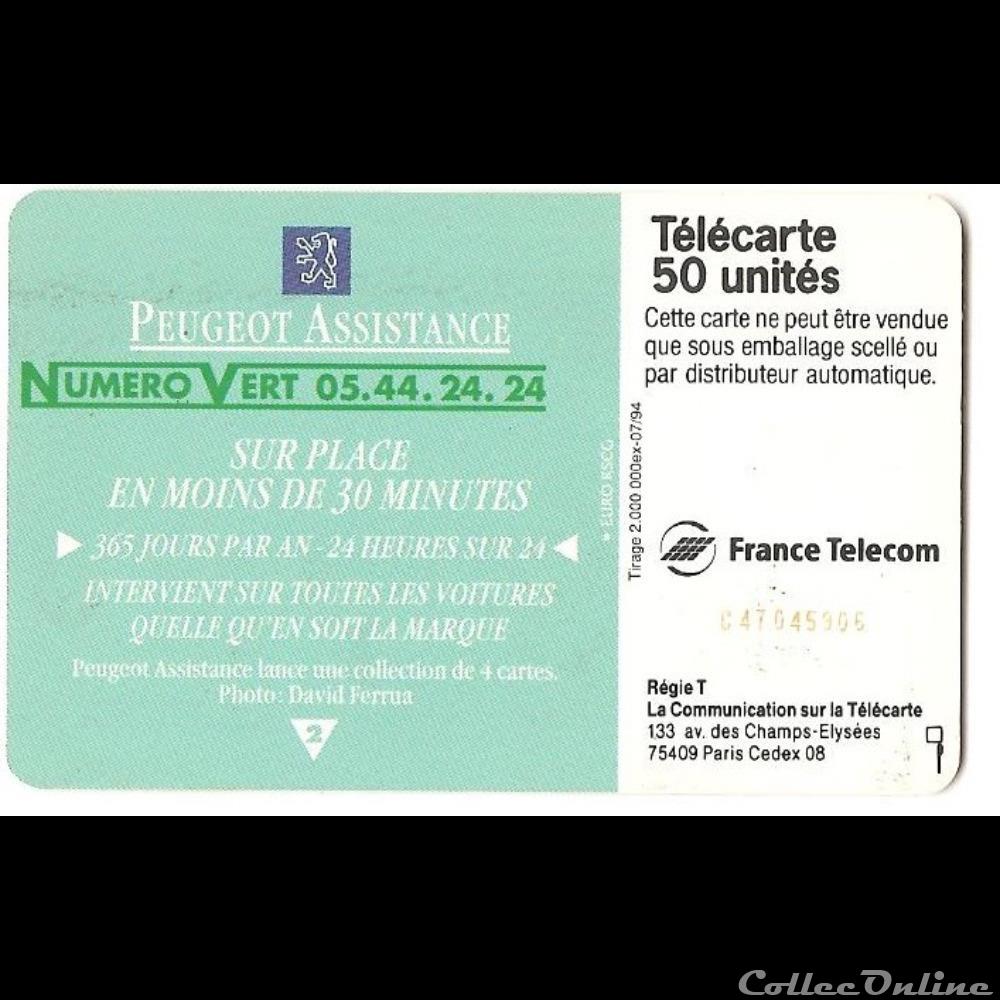 Pub - Peugeot assistance autre telecarte pub peugeot assistance