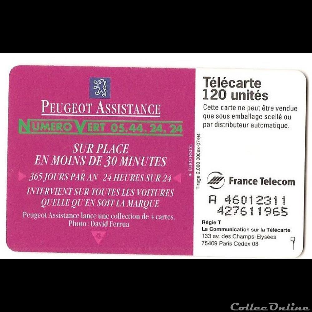 Pub - Peugeot assistance autre telecarte pub peugeot assistance