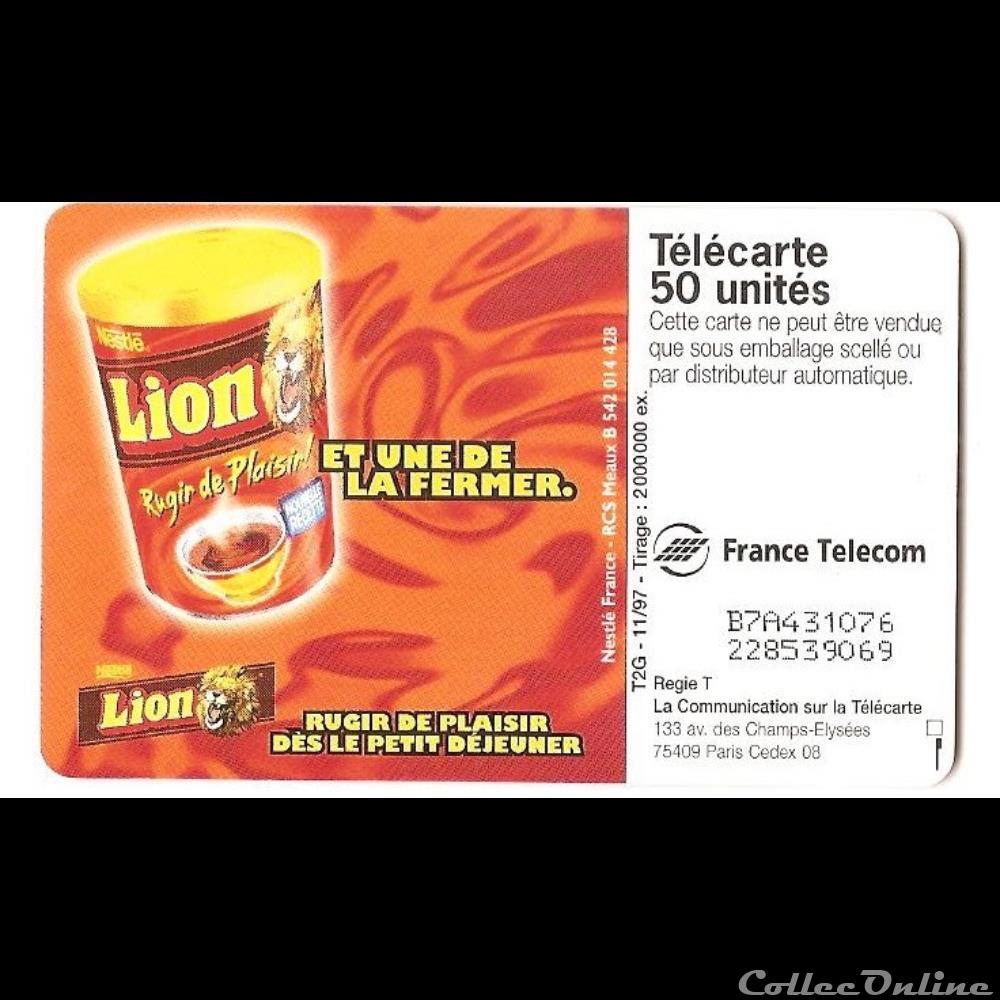 Pub - Lion - petit déjeuner autre telecarte pub lion petit dejeuner