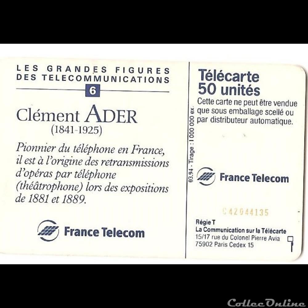 Inventeurs célèbres - Clément Ader autre telecarte inventeurs celebres clement ader