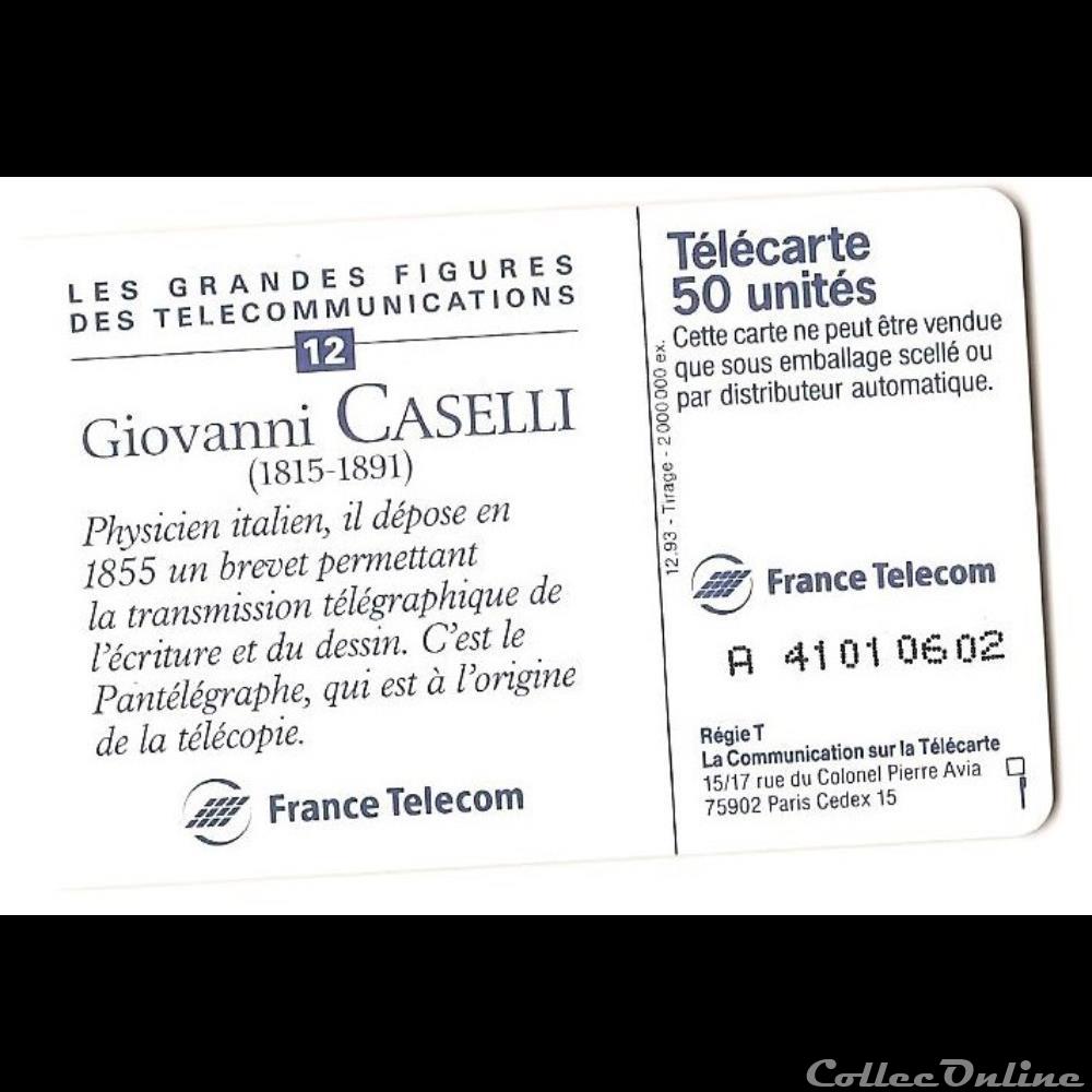 Inventeurs célèbres - Giovani Caselli autre telecarte inventeurs celebres giovani caselli