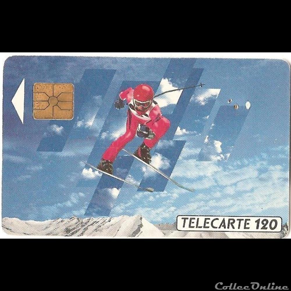 Sport - JO 1992 - ski de descente 120 unités autre telecarte sport jo 1992 ski de descente 120 unites