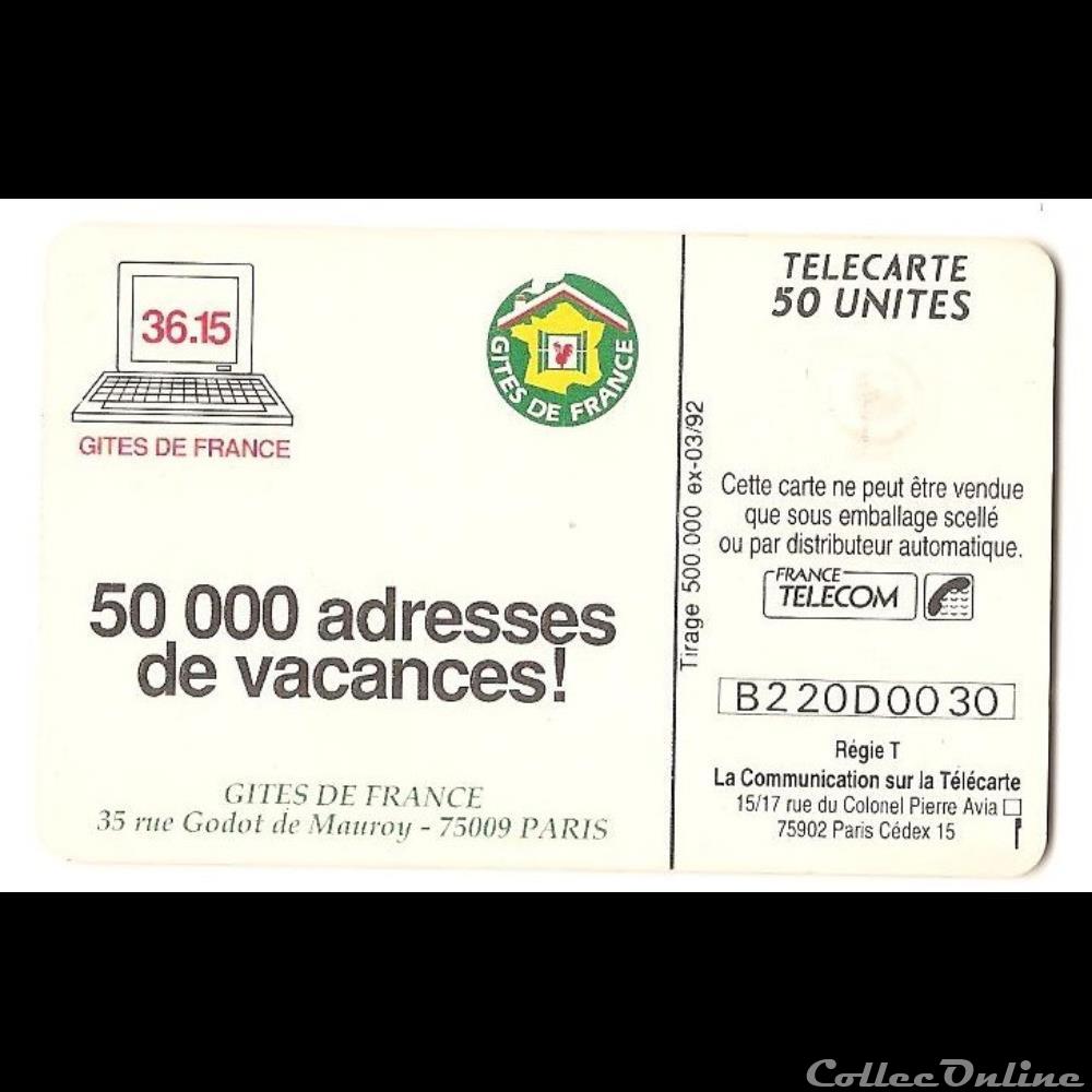 Pub - Gîtes de France autre telecarte pub gites de france