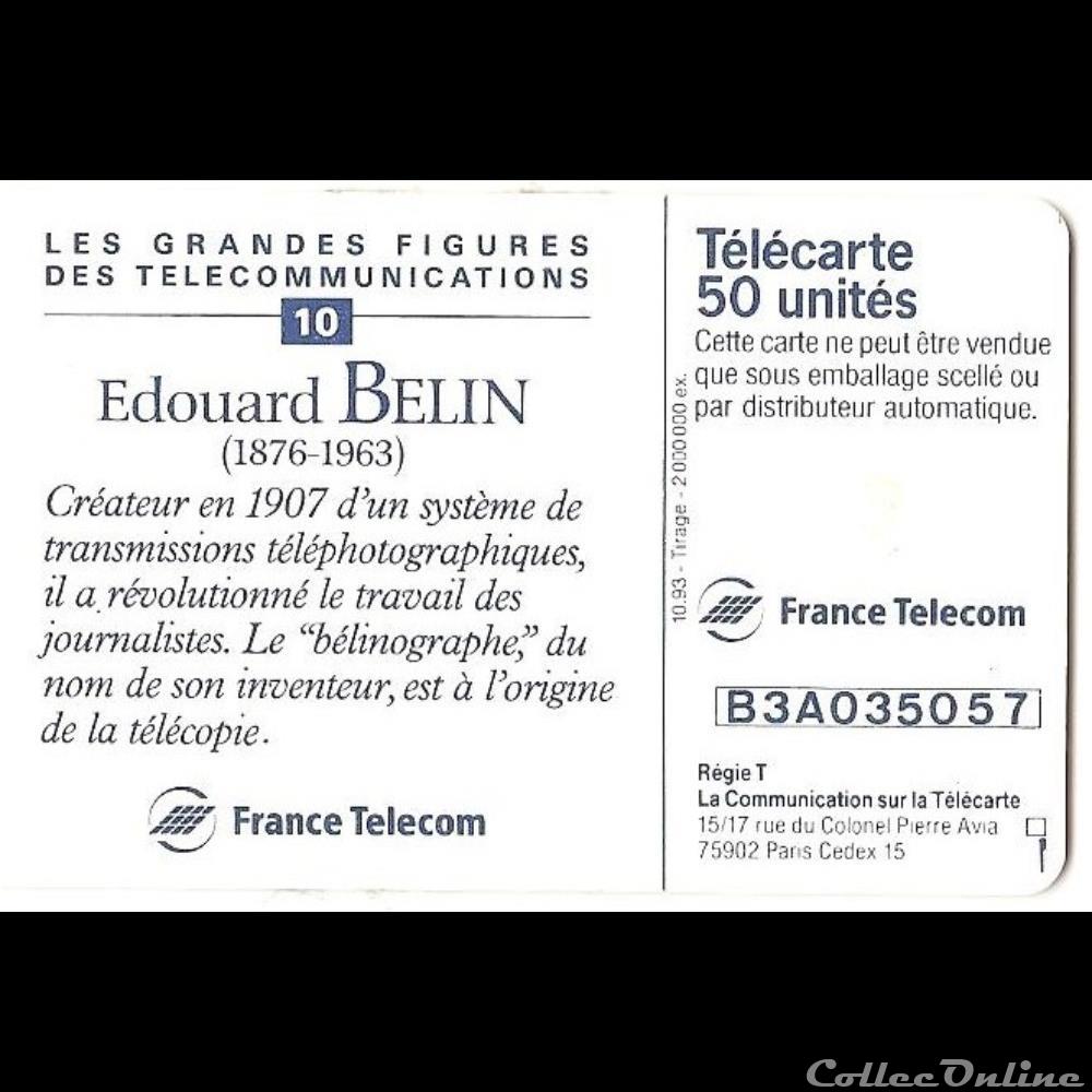 autre telecarte inventeurs celebres edouard belin